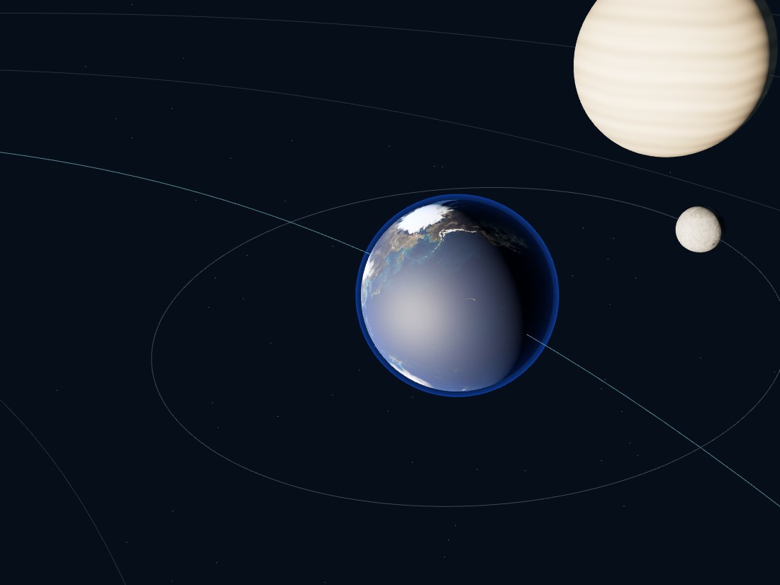 La Terre, la Lune et les orbites dans notre système solaire en 3D.
